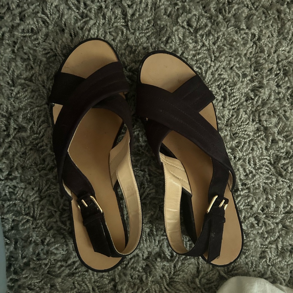Black wedge j crew sandals size 9